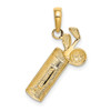 14k Yellow Gold Diamond-Cut Golf Bag Pendant