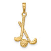 14k Yellow Gold 3-D Clubs and Ball Pendant