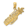 14k Yellow Gold 2-D Golf Bag and Clubs Pendant K8760