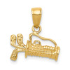 14k Yellow Gold Solid Polished 3-Dimensional Golf Bag With Clubs Pendant
