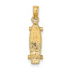 14k Yellow Gold 3-D Skate Board Pendant