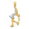 14k Yellow Gold w/ Rhodium Ice Skater Pendant