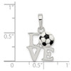 Sterling Silver Polished Enamel Love Soccer Pendant