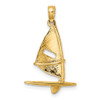 14k Yellow Gold 3-D Textured Windsail Surfing Board Pendant