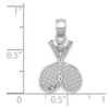 14k White Gold Double Tennis Racquet Pendant