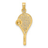 Mens 14k Yellow Gold And Rhodium Polished Tennis Racquet Pendant