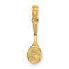 14k Yellow Gold Solid Polished 3-D Tennis Racquet Pendant D1439