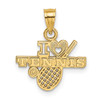 14k Yellow Gold I Heart Tennis Pendant K3570
