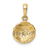 14k Yellow Gold Solid Satin and Diamond-cut Volleyball Pendant