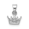 Sterling Silver Rhodium-plated Childs Enameled Pink Crown Pendant
