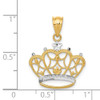 14k Yellow Gold & Rhodium Crown Pendant K4884