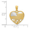 14k Yellow Gold and Rhodium Polished American Flag and USA In Heart Pendant