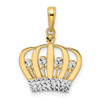 14k Yellow Gold and White Rhodium Diamond-cut Crown Pendant M2960