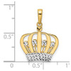 14k Yellow Gold and White Rhodium Diamond-cut Crown Pendant M2960
