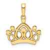 14k Yellow Gold and White Rhodium Diamond-cut Crown Pendant M2957