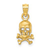 14k Yellow Gold Skull and Cross Bones Pendant