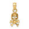 14k Yellow Gold Skull and Cross Bones Pendant