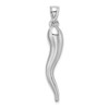 14k White Gold Hollow Italian Horn Pendant K6385