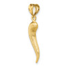 14k Yellow Gold Brushed 3D Italian Horn Pendant