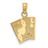 14k Yellow Gold Enamel Jack Of Clubs and Ace Of Hearts Cards Pendant