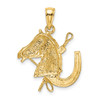 14k Yellow Gold Horse Head w/ Shoe and Crop Pendant