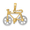 14k Gold with Rhodium-Plating 3-D Bicycle w/Moveable Tires Pendant