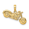 14k Yellow Gold Polished and Textured 3-D Motorcycle Pendant