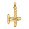 14k Yellow Gold 3-D Bi-Plane With Ribbed Wings Pendant