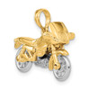 14k Gold with Rhodium-Plating 3-D Moveable Motorcycle Pendant K9162