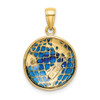 14k Yellow Gold Blue Enameled Globe Pendant