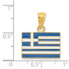 14k Yellow Gold Solid Enameled Greece Flag Pendant