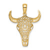 14k Yellow Gold Filigree Steer Skull Pendant