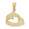 14k Yellow Gold 2-D and Polished BARBADOS Under Dolphin Pendant
