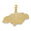 14k Yellow Gold Textured Jamaica Map Pendant