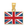 14k Yellow Gold and Rhodium Solid Enameled United Kingdom Flag Pendant