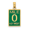 14k Yellow Gold Enamel Mile Marker 0 / Key West Pendant