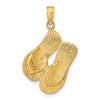 14k Yellow Gold 3D KEY WEST Reversible Flip Flops Pendant