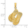 14k Yellow Gold 3D KEY WEST Reversible Flip Flops Pendant