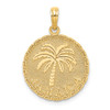 14k Yellow Gold Jamaica and Palm Tree On Disk Pendant K7517