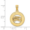 14k Yellow Gold 3-D San Francisco Disc w/Cable Car Pendant