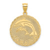 14k Yellow Gold Jamaica and Dolphins On Disk Pendant