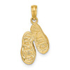 14k Yellow Gold 3D OCEAN CITY Double Flip-flop Pendant