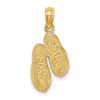 14k Yellow Gold 3D Textured CAPE MAY Flip-flop Pendant