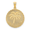 14k Yellow Gold Jamaica and Palm Tree On Disk Pendant K7516