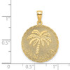 14k Yellow Gold Jamaica and Palm Tree On Disk Pendant K7516
