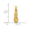 14k Yellow Gold 3D MYRTLE BEACH Single Flip-Flop Pendant