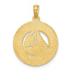 14k Yellow Gold Ocean City On Round Frame w/Sailboat Pendant