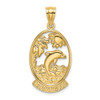 14k Yellow Gold Hawaii w/Dolphins In Waves Pendant