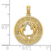 14k Yellow Gold Turks and Caicos On Round Frame w/ Dolphins Pendant