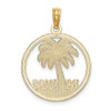 14k Yellow Gold Bahamas Palm Tree Round Frame Pendant